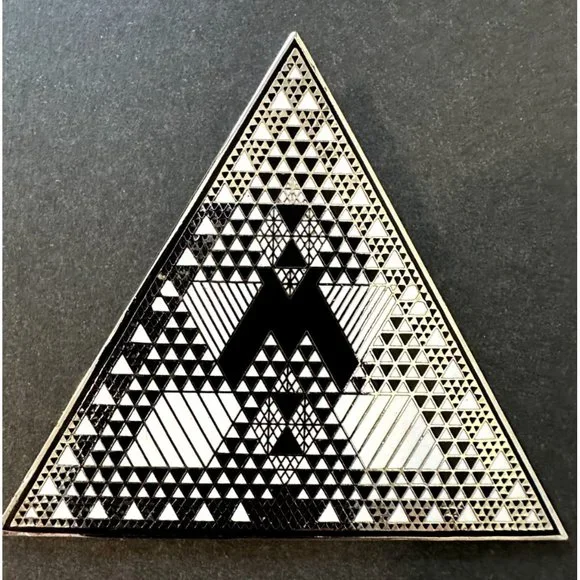 Judy Chicago 1987 triangle Holocaust Project brooch pin signed black white ename - Picture 1 of 16